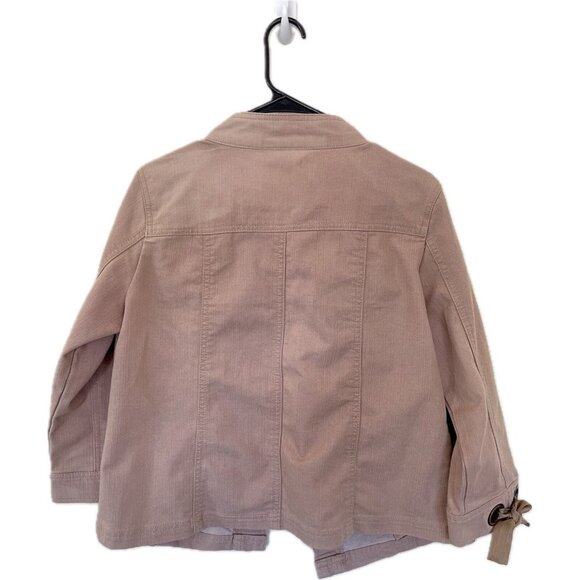 Dress Barn Tan Mock Neck Grommet Jacket w Ribbon Bow Detail - Picture 3 of 6